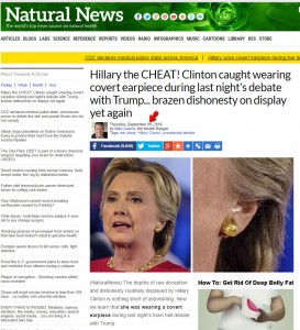 Natural News Reports Clinton cheated in Debate with Trump