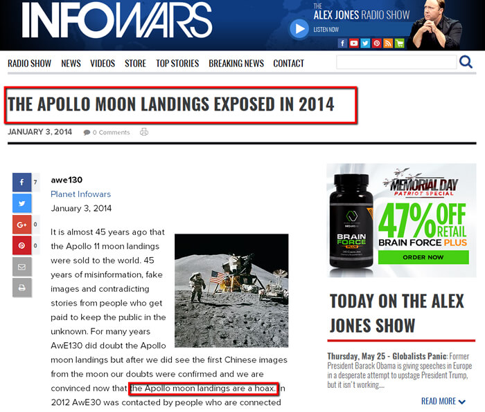 infowars moon landing fake