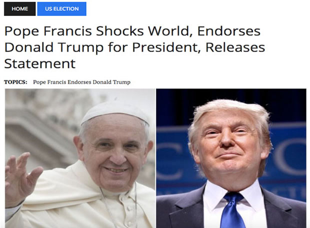 Pope Francis Endorses Donald Trump - Fake News